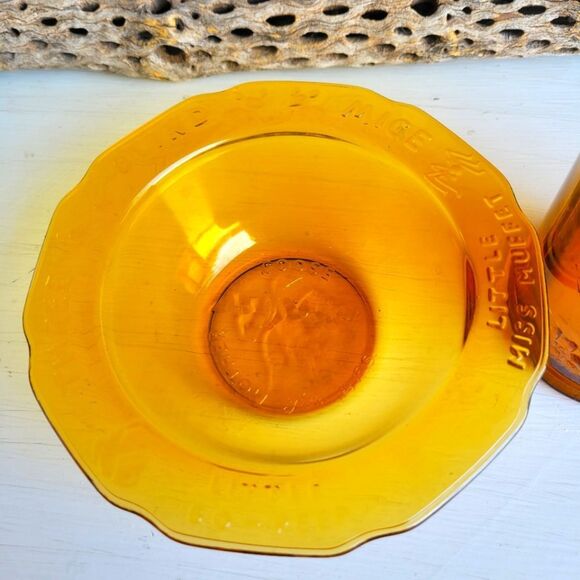 Vintage Amber Glass Nursery Rhyme Mug & Bowl Set - Picture 13 of 14